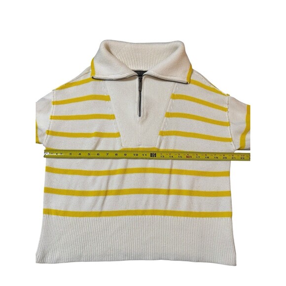 BANANA REPUBLIC Yellow Striped Oversized Half Zip Sweater Size Small Preppy - Picture 5 of 7